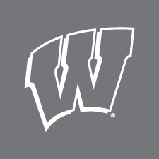 Outline of the University of Wisconsin Motion W logo on a gray background